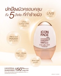 iCon Face Universal Sunscreen ปกป้องผิวครอบคลุม 5 ปัจจัยที่ทำร้ายผิว